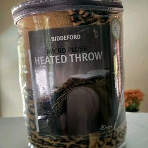Biddeford Heated Microplush Leopard Cheetah Throw Electric Blanket 50 x 62
